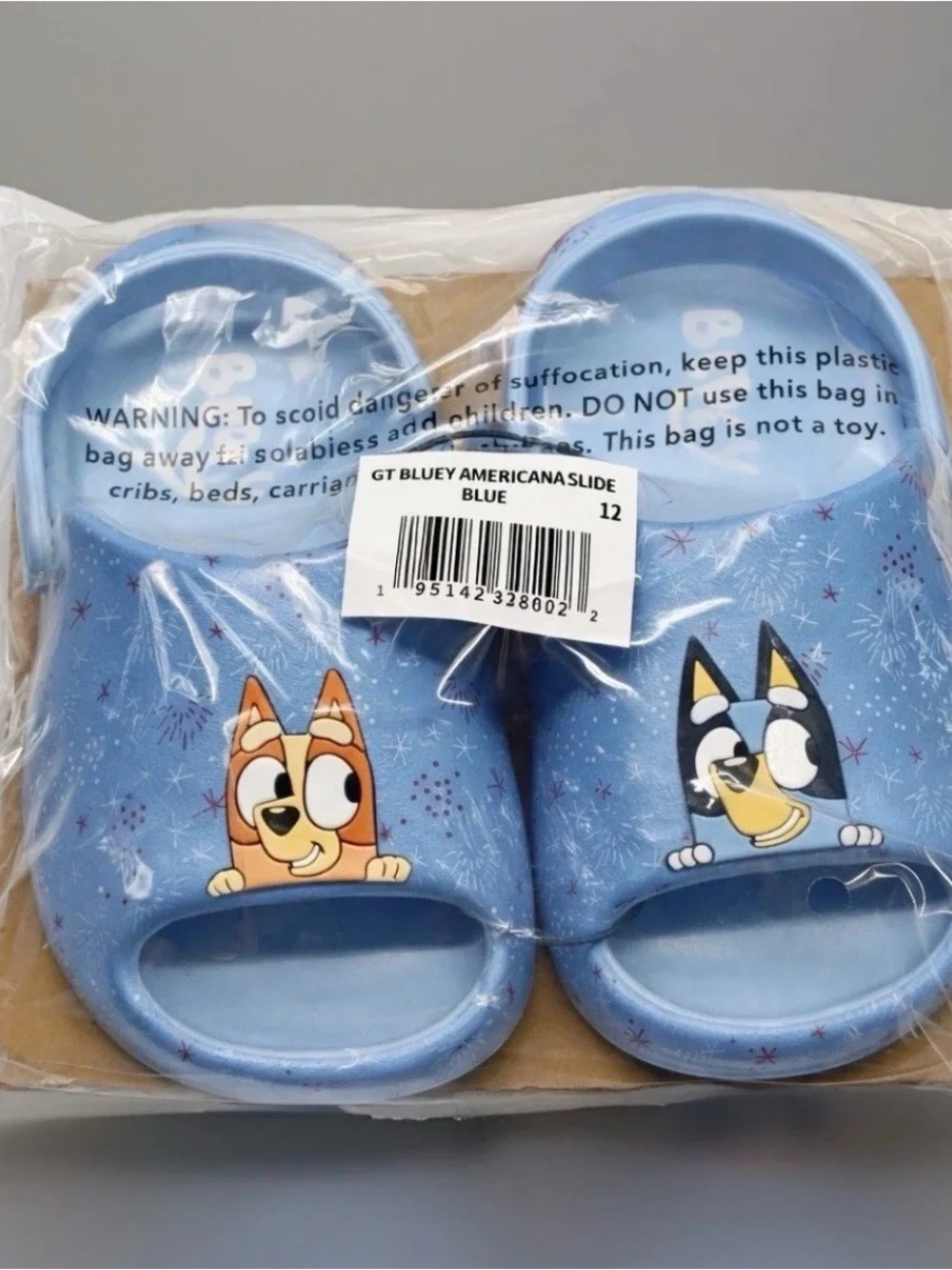 NWT Toddler Bluey ‘Americana’ Slide Classic Clogs Sandals Blue Size 12
